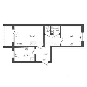 2-к квартира, вторичка, 52м2, 6/6 этаж