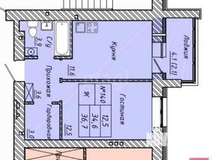 1-к квартира, вторичка, 37м2, 1/11 этаж
