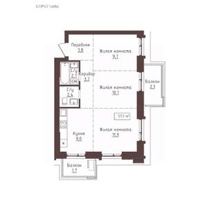 3-к квартира, вторичка, 57м2, 7/23 этаж
