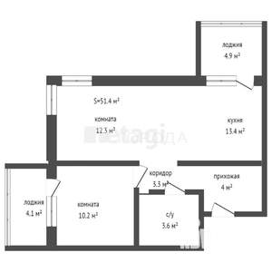 2-к квартира, вторичка, 54м2, 17/18 этаж