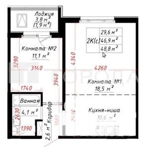 2-к квартира, вторичка, 49м2, 14/16 этаж