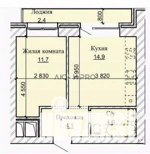 2-к квартира, вторичка, 37м2, 3/17 этаж