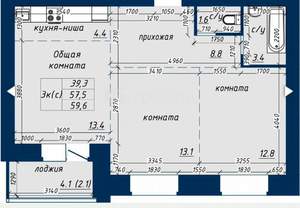 3-к квартира, вторичка, 60м2, 9/10 этаж