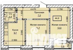 2-к квартира, строящийся дом, 45м2, 1/10 этаж