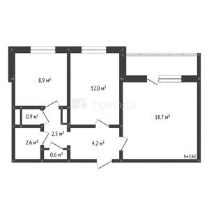 2-к квартира, вторичка, 51м2, 9/9 этаж