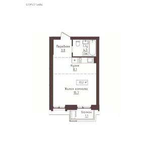 1-к квартира, вторичка, 33м2, 7/23 этаж