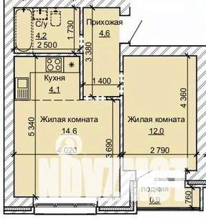 2-к квартира, строящийся дом, 40м2, 4/10 этаж