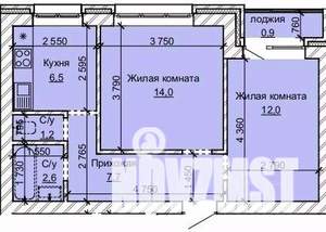 2-к квартира, строящийся дом, 45м2, 5/10 этаж