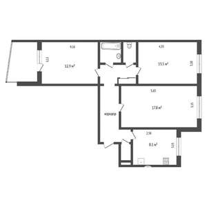 3-к квартира, вторичка, 70м2, 9/9 этаж