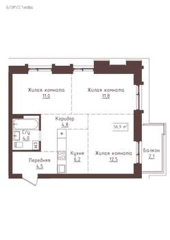 3-к квартира, строящийся дом, 57м2, 7/23 этаж