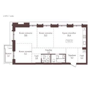 3-к квартира, вторичка, 92м2, 9/23 этаж