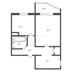 2-к квартира, вторичка, 42м2, 1/10 этаж
