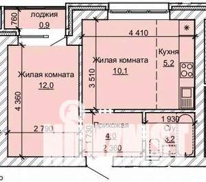 2-к квартира, строящийся дом, 35м2, 6/10 этаж