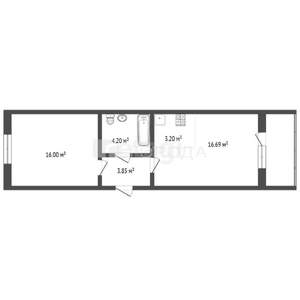 2-к квартира, вторичка, 47м2, 2/17 этаж