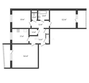3-к квартира, вторичка, 62м2, 3/9 этаж