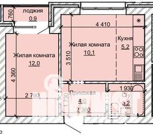 2-к квартира, строящийся дом, 35м2, 4/10 этаж