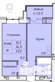 1-к квартира, строящийся дом, 37м2, 9/10 этаж