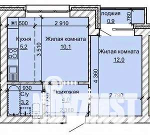 2-к квартира, строящийся дом, 35м2, 3/10 этаж