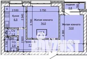 2-к квартира, строящийся дом, 45м2, 1/10 этаж