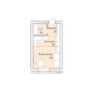 1-к квартира, строящийся дом, 28м2, 2/8 этаж