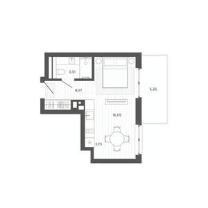 Студия квартира, строящийся дом, 33м2, 6/9 этаж
