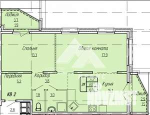 2-к квартира, вторичка, 64м2, 2/17 этаж