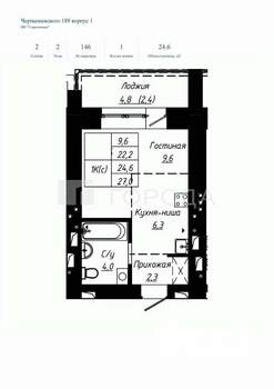 1-к квартира, вторичка, 27м2, 6/16 этаж
