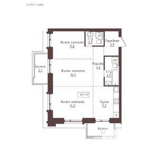 3-к квартира, вторичка, 67м2, 7/23 этаж
