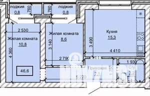 2-к квартира, строящийся дом, 47м2, 1/10 этаж