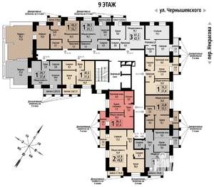 1-к квартира, строящийся дом, 37м2, 9/10 этаж