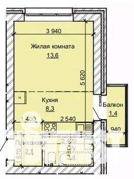 1-к квартира, строящийся дом, 29м2, 9/10 этаж