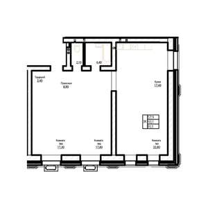 3-к квартира, строящийся дом, 93м2, 2/7 этаж