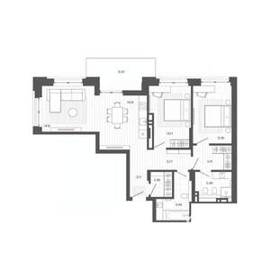 2-к квартира, вторичка, 92м2, 7/9 этаж