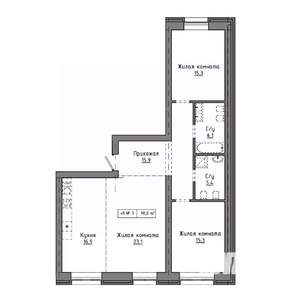 3-к квартира, строящийся дом, 98м2, 2/9 этаж