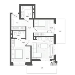 3-к квартира, вторичка, 70м2, 6/9 этаж