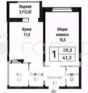 1-к квартира, вторичка, 41м2, 2/16 этаж