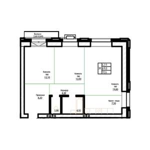 3-к квартира, строящийся дом, 71м2, 4/7 этаж