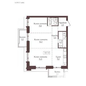 3-к квартира, вторичка, 67м2, 13/23 этаж