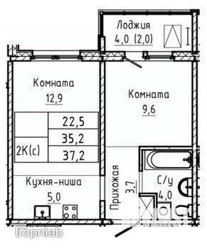 2-к квартира, вторичка, 37м2, 10/17 этаж