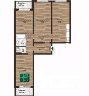 3-к квартира, строящийся дом, 93м2, 4/24 этаж