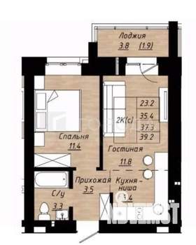 2-к квартира, вторичка, 39м2, 7/10 этаж