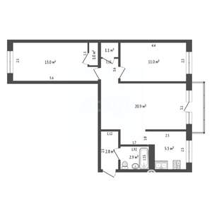 3-к квартира, вторичка, 58м2, 2/5 этаж