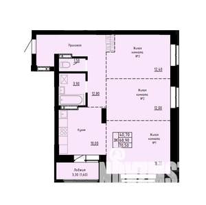 3-к квартира, вторичка, 71м2, 9/9 этаж