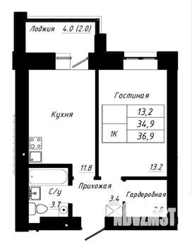 1-к квартира, вторичка, 37м2, 9/10 этаж