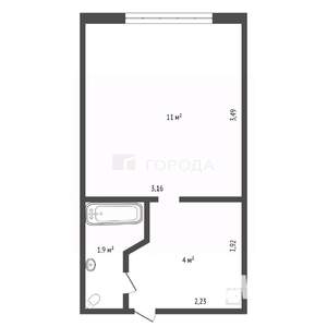 1-к квартира, вторичка, 17м2, 2/4 этаж