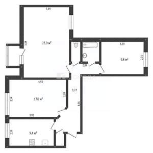 3-к квартира, вторичка, 76м2, 2/9 этаж