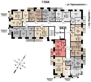 1-к квартира, строящийся дом, 37м2, 7/10 этаж