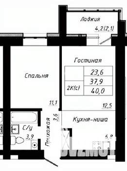 2-к квартира, строящийся дом, 40м2, 8/10 этаж