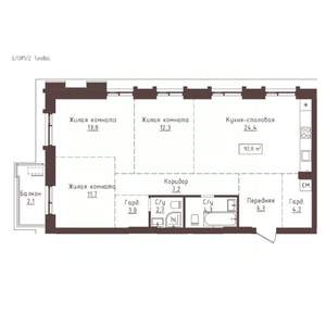 3-к квартира, вторичка, 92м2, 19/23 этаж