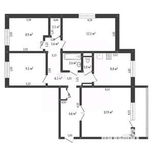 4-к квартира, вторичка, 78м2, 2/9 этаж